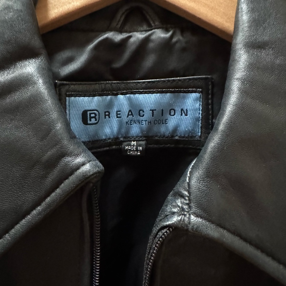 Kenneth Cole Reaction Black Leather Jacket